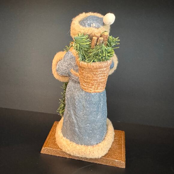 Vintage Santa Stocking Hanger w/ Crackled Aged Finish and Faux Fur Accents, 8”H - Picture 4 of 7